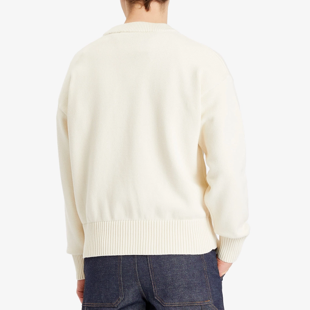 AMI Paris Men's Ami Crewneck Sweater White Cream